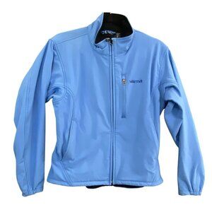 MARMOT Women Fleece Lined Jacket Full Zip Mock Neck Sz M Blue Outdoors 80-24